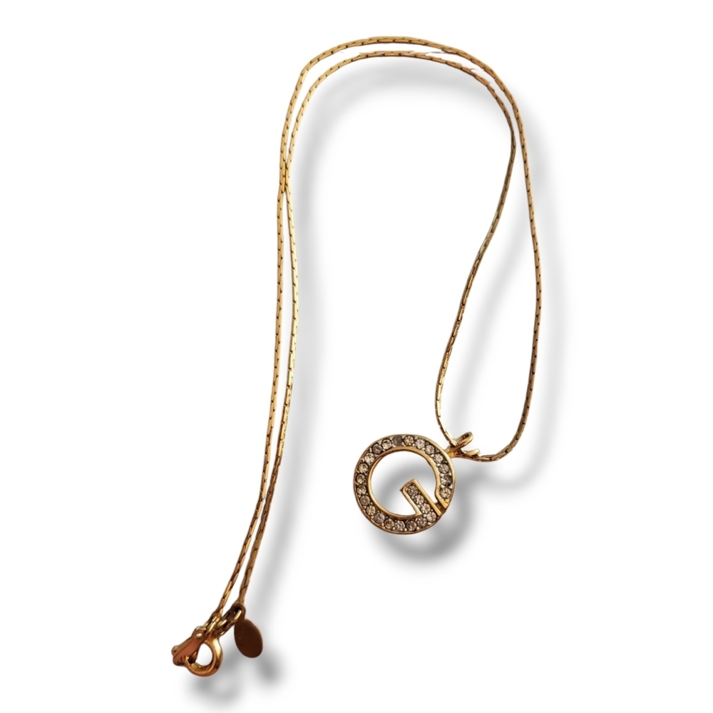 Vintage GIVENCHY 1981 Elegant Gold Authentic Pendant G Necklace - Picture 10 of 12